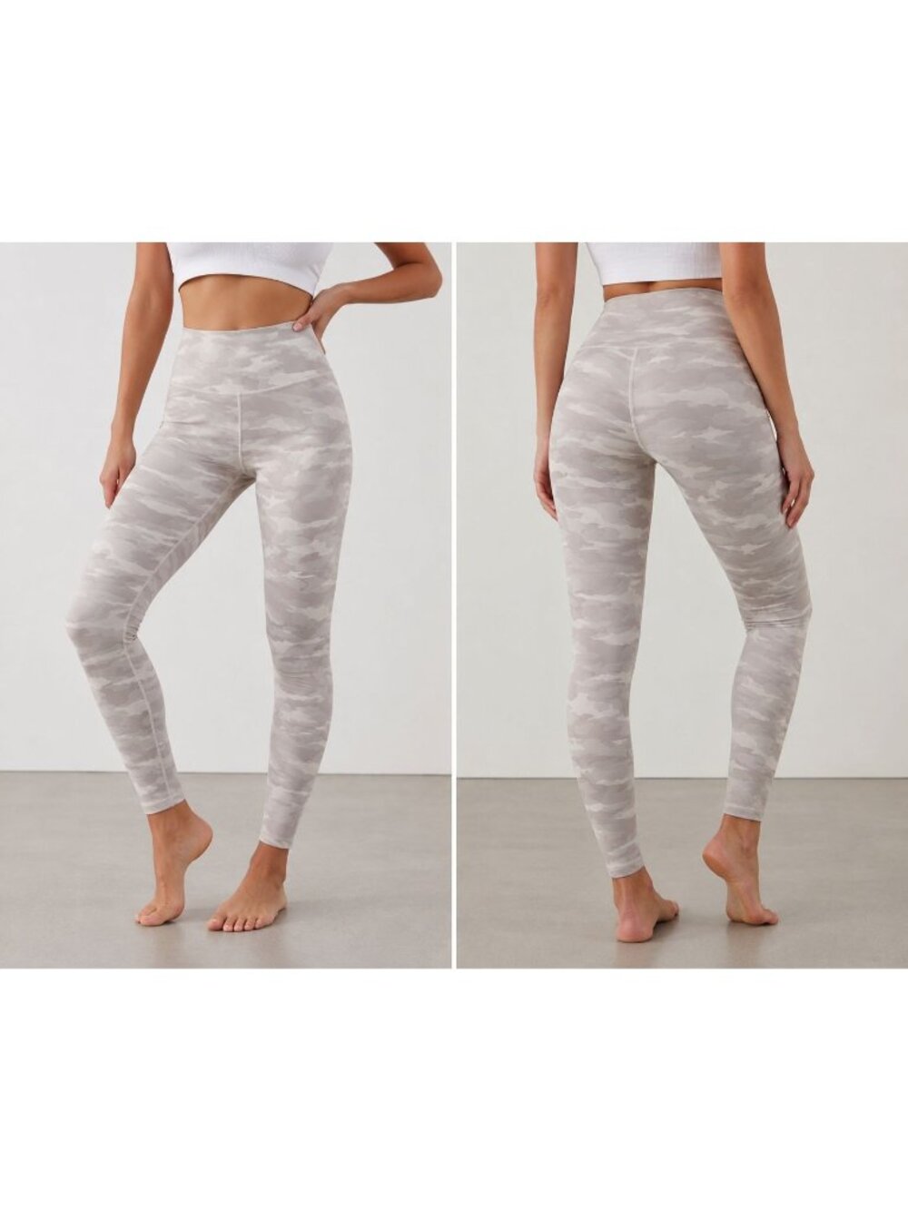 Athleta Camo 7/8 Tight Leggings Size Small Gray Beige
